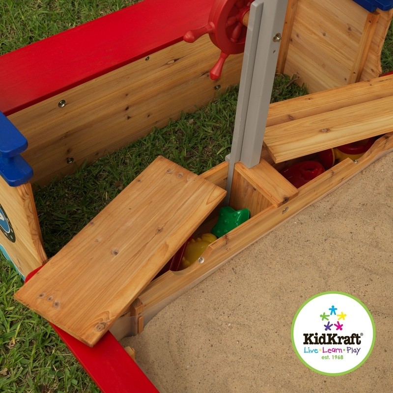 KidKraft 44.25" x 59.5" Solid Wood Sandbox with Cover