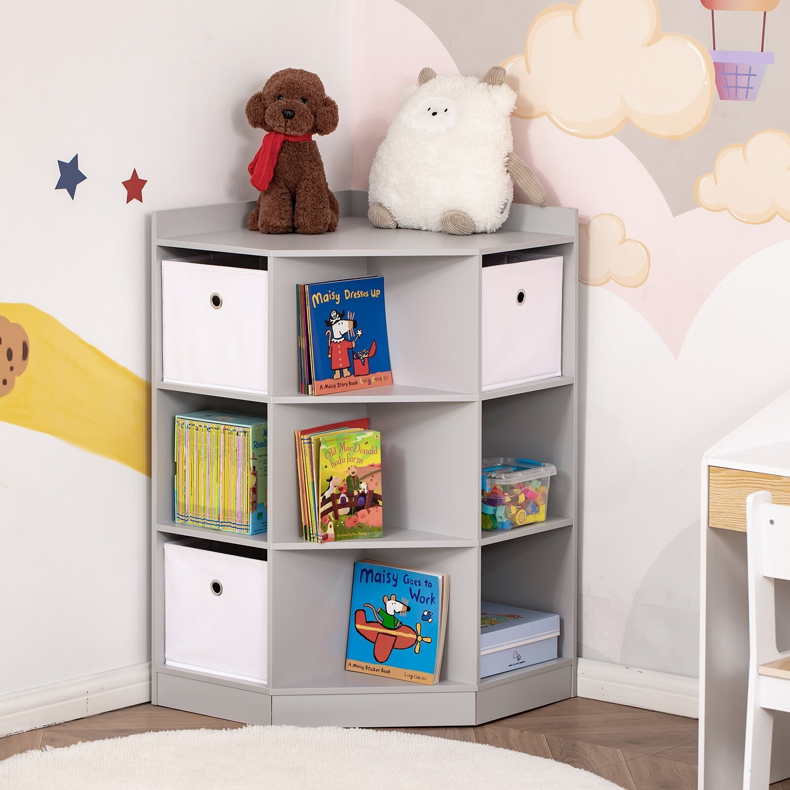 Kids’ Corner Bookshelf with Box Slots