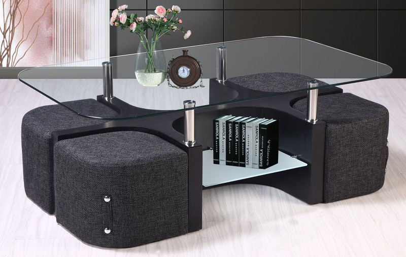 Kingsfield Coffee Table with 4 Nested Stools