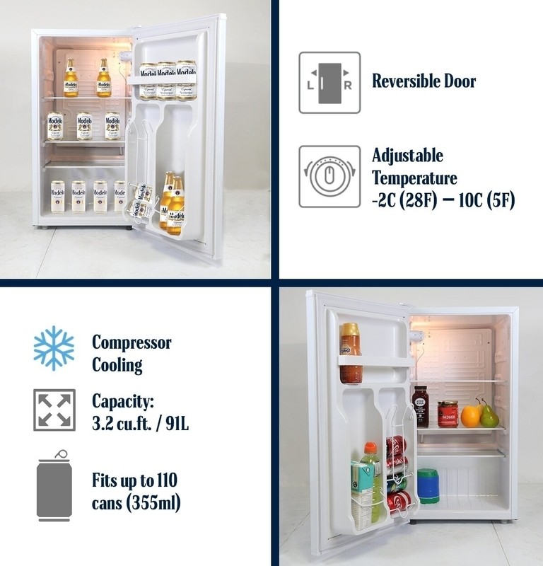 Koolatron Modelo Retro 3.2 Cubic Feet cu. ft. Freestanding Mini Fridge