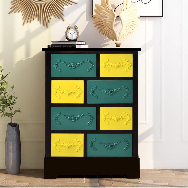 Kova 31'' Tall Solid Wood 8 - Drawer Apothecary Accent Chest