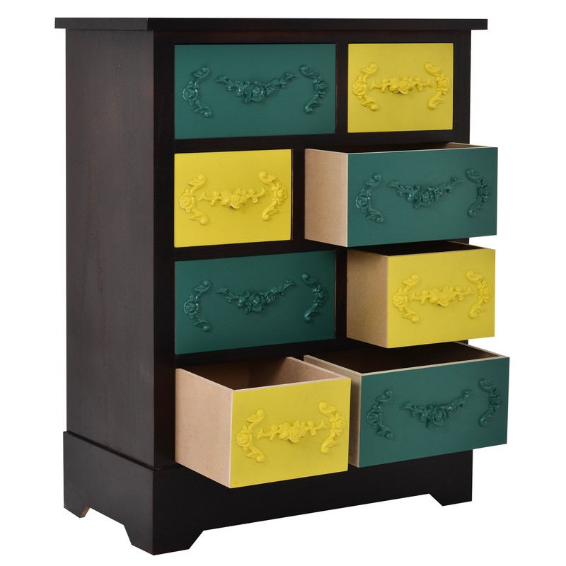 Kova 31'' Tall Solid Wood 8 - Drawer Apothecary Accent Chest