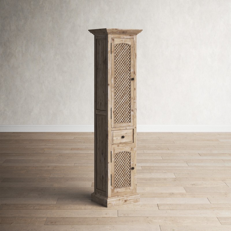 Kwak 19.63'' W x 78.75'' H x 15.75'' D Solid Wood Linen Cabinet