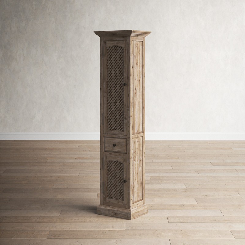 Kwak 19.63'' W x 78.75'' H x 15.75'' D Solid Wood Linen Cabinet
