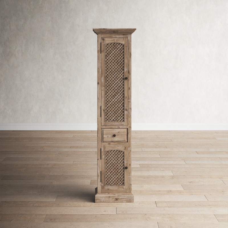 Kwak 19.63'' W x 78.75'' H x 15.75'' D Solid Wood Linen Cabinet