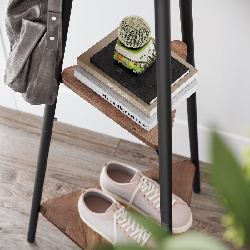 Lakwanzaa 19.3'' Wide Freestanding Coat Rack with Storage