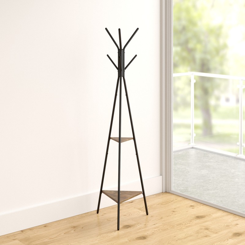 Lakwanzaa 19.3'' Wide Freestanding Coat Rack with Storage