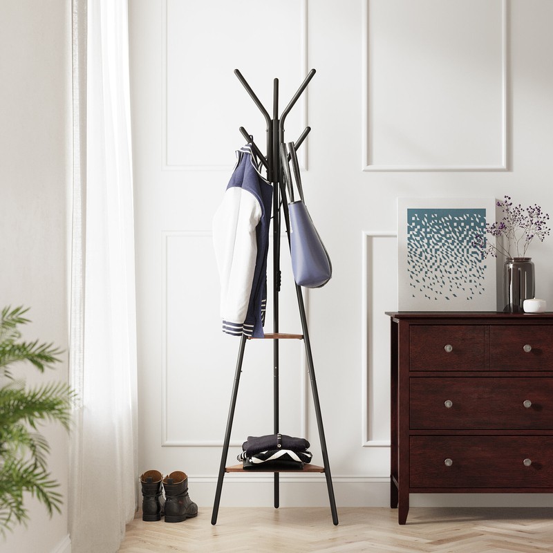 Lakwanzaa 19.3'' Wide Freestanding Coat Rack with Storage