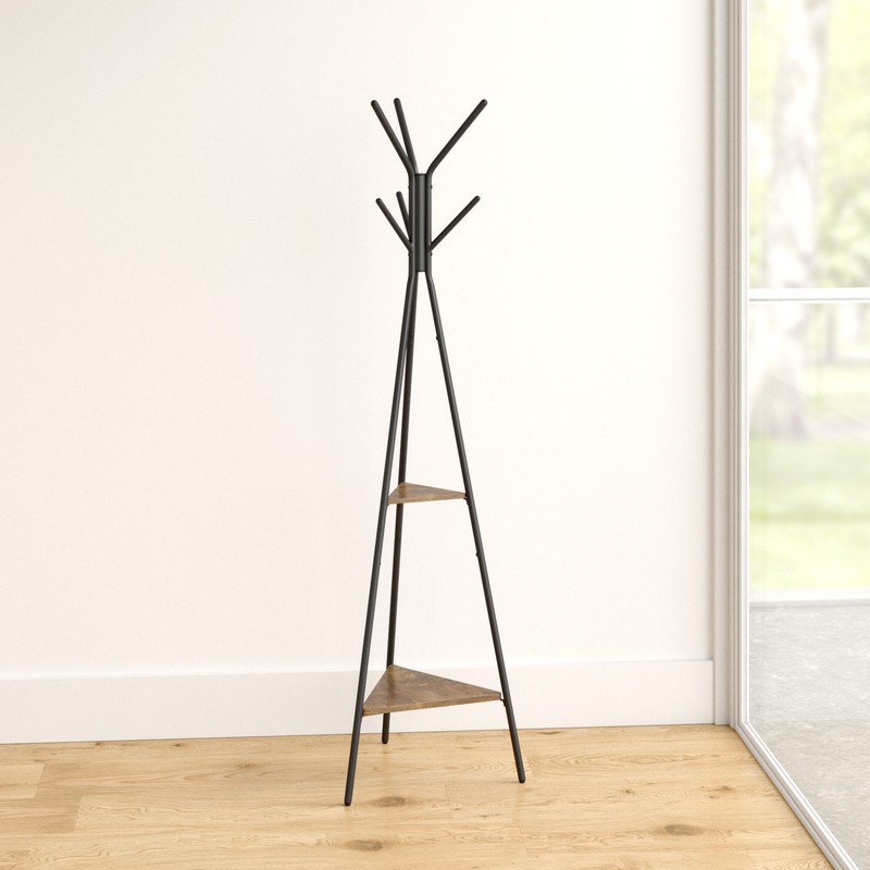 Lakwanzaa 19.3'' Wide Freestanding Coat Rack with Storage