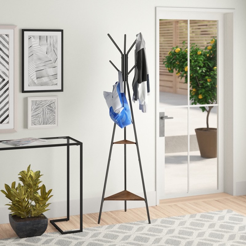 Lakwanzaa 19.3'' Wide Freestanding Coat Rack with Storage