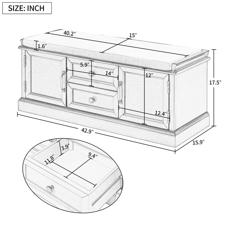 Langan Cabinet Storage Bench