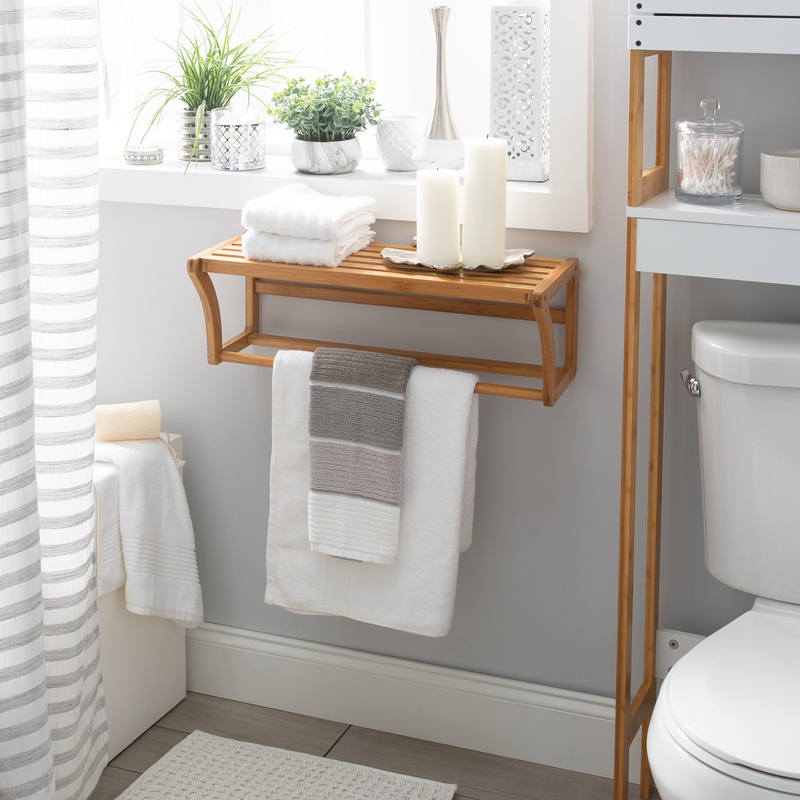 Larock Bamboo Accent Shelf With Towel Bar