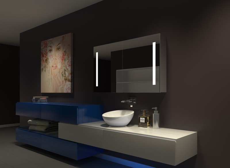 Lency 48" x 28" Surface Mount Frameless Medicine Cabinet with 3 Shelves and LED Lighting