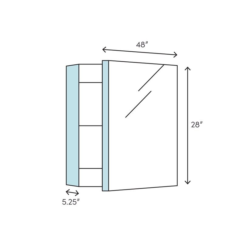 Lency 48" x 28" Surface Mount Frameless Medicine Cabinet with 3 Shelves and LED Lighting