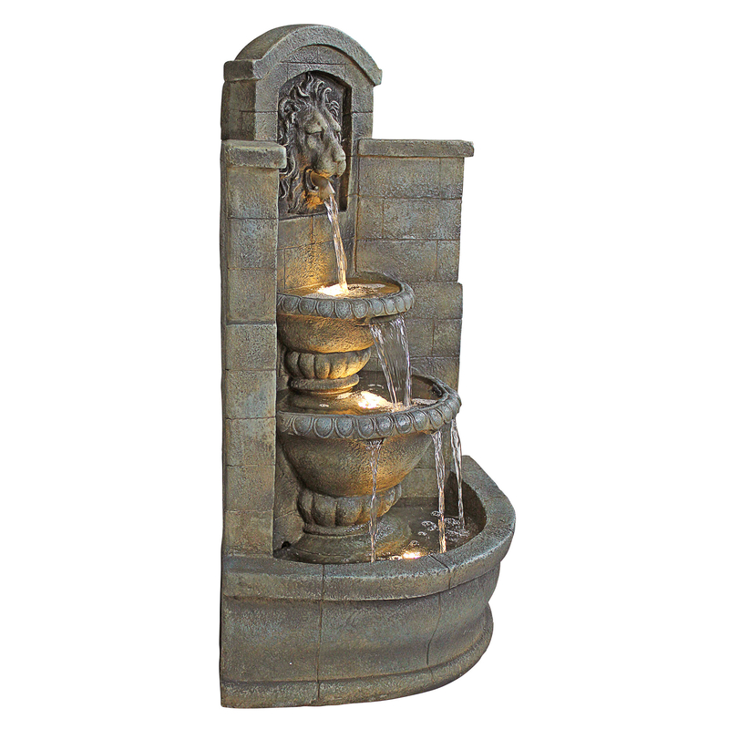 Lion Corner Fountain with LED Light