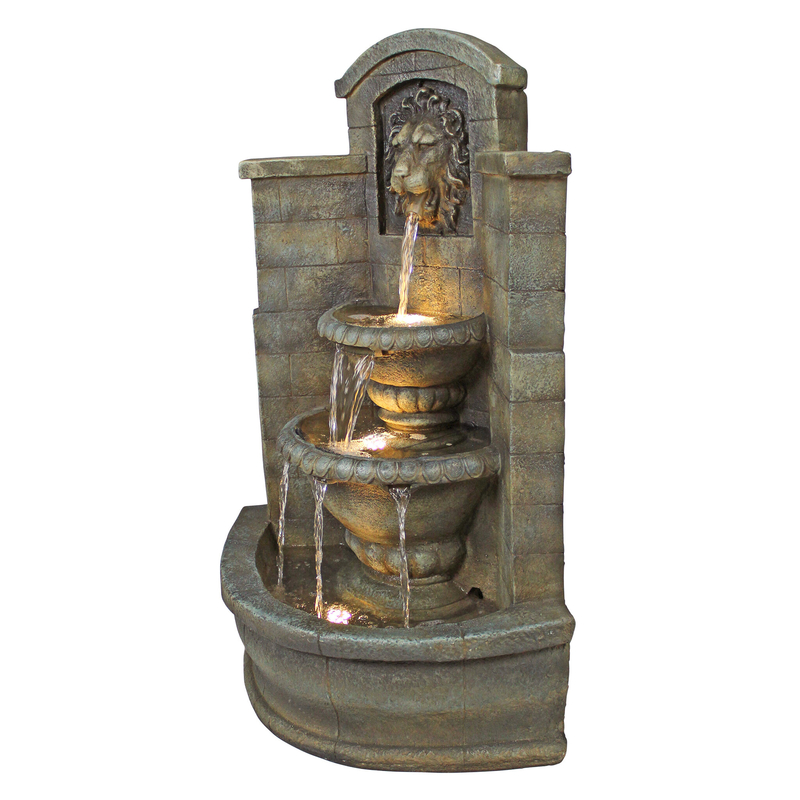 Lion Corner Fountain with LED Light