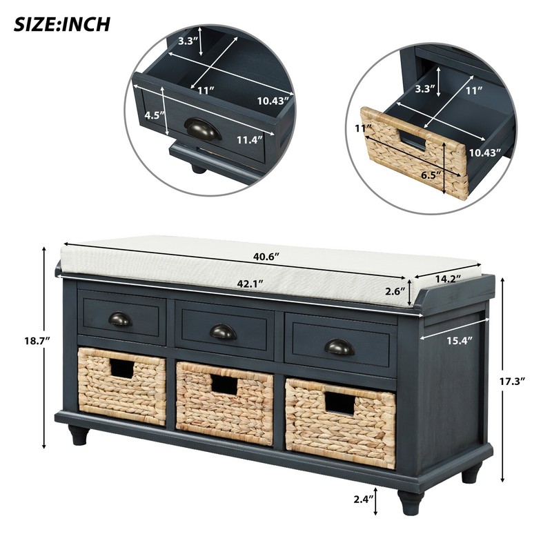 Lumpkins Drawers Storage Bench