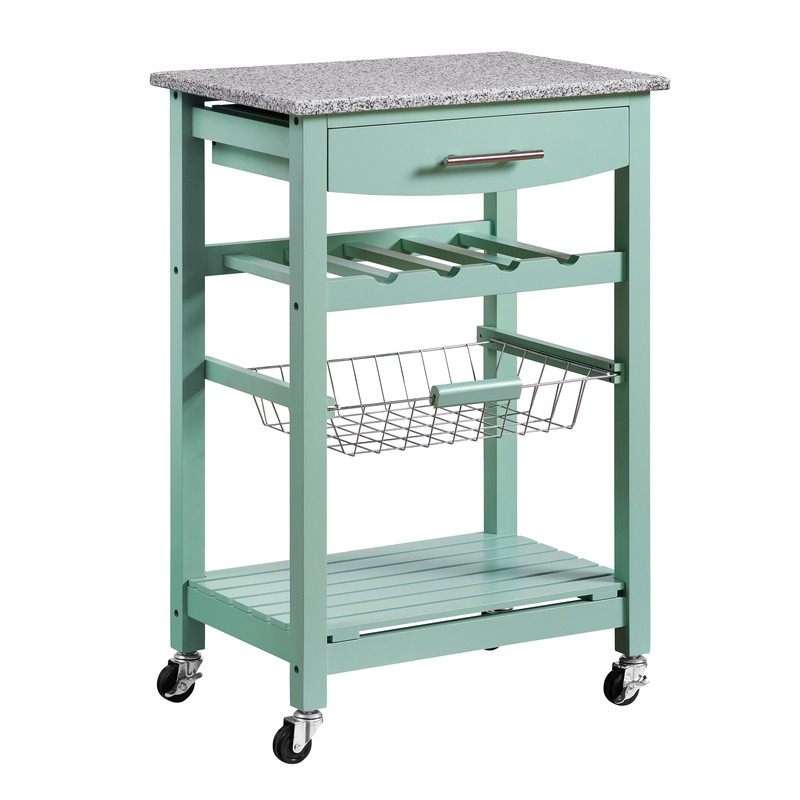 Macy 22.88'' Wide Rolling Kitchen Cart with Granite Top