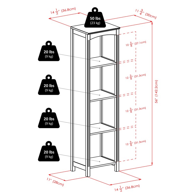 Martinsville 55.98'' H x 14.49'' W Solid Wood Cube Bookcase