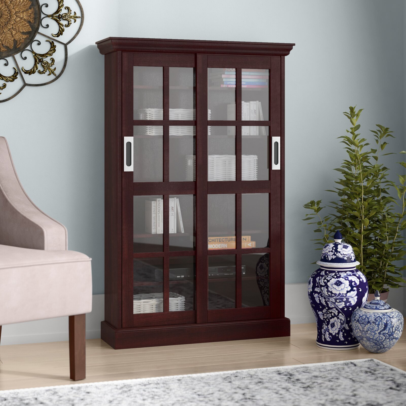 Mass CD Storage Cabinet With Glass Doors