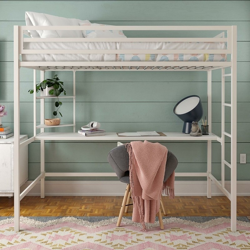 Maxwell Metal Loft Bed with Built-in-Desk by Novogratz