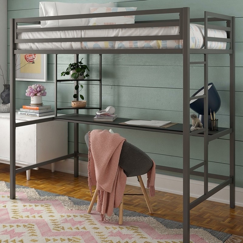 Maxwell Metal Loft Bed with Built-in-Desk by Novogratz
