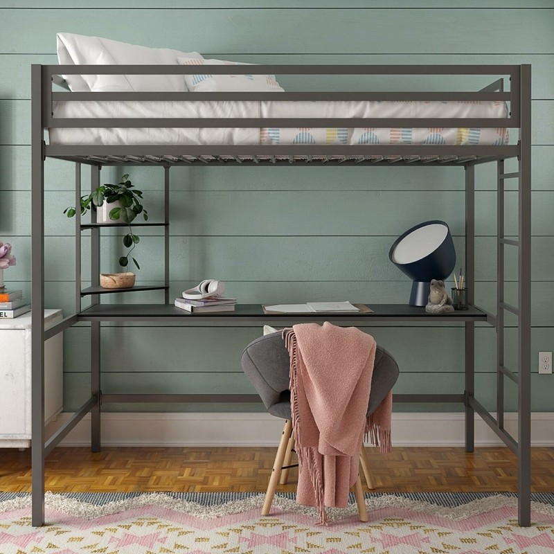 Maxwell Metal Loft Bed with Built-in-Desk by Novogratz