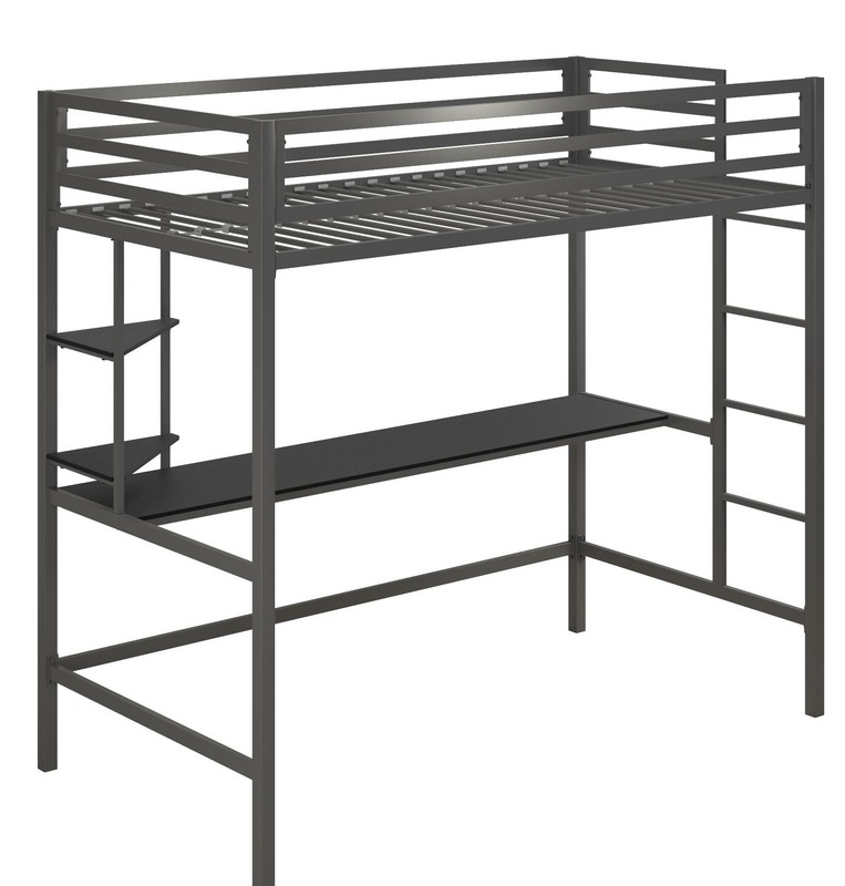 Maxwell Metal Loft Bed with Built-in-Desk by Novogratz