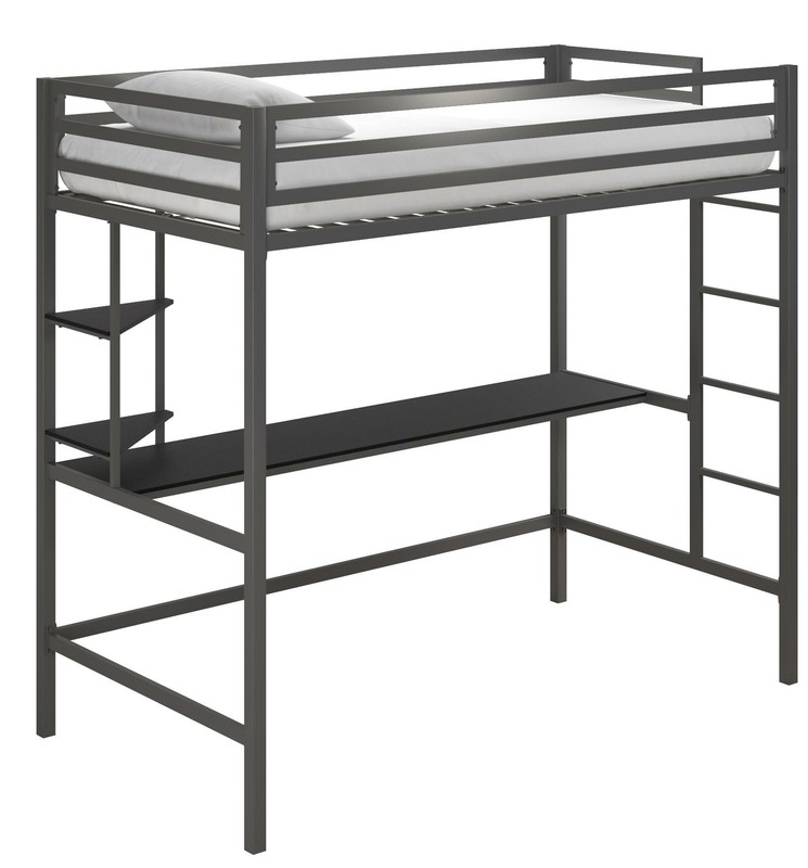 Maxwell Metal Loft Bed with Built-in-Desk by Novogratz