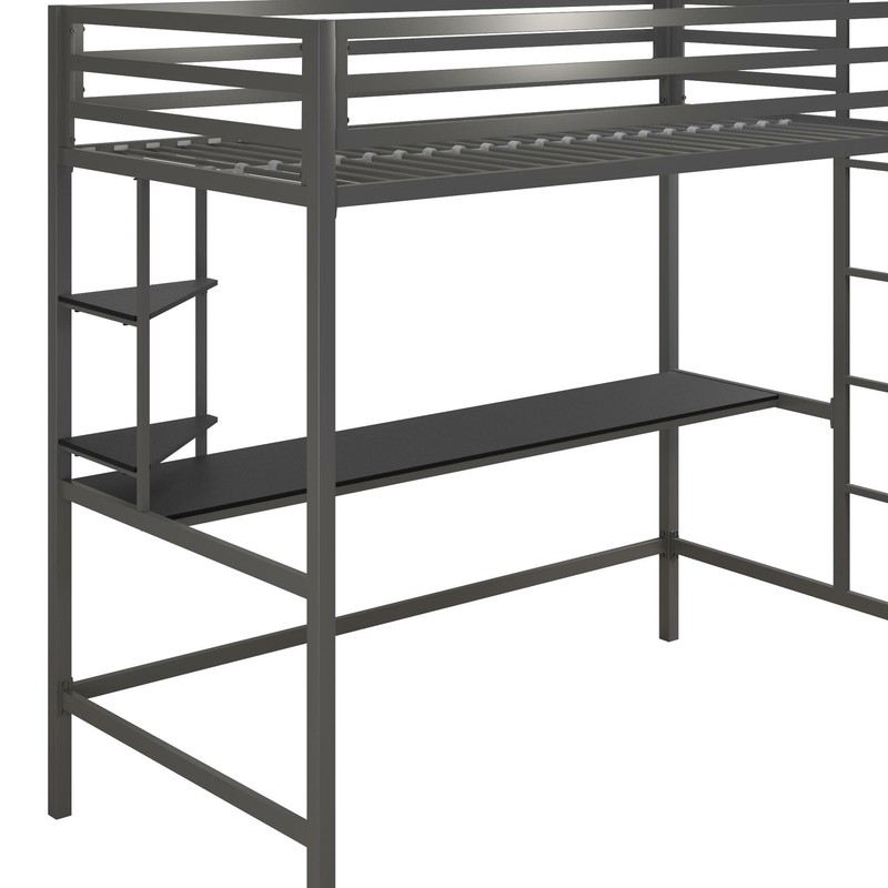 Maxwell Metal Loft Bed with Built-in-Desk by Novogratz