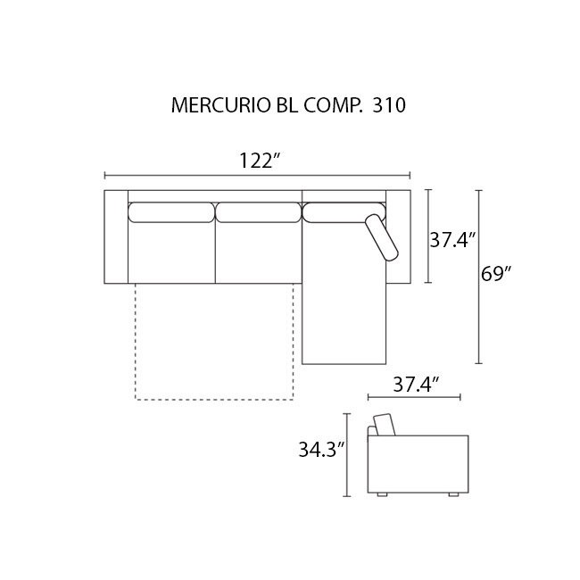 Mercurio 122" Wide Microfiber/Microsuede Right Hand Facing Sleeper Sofa & Chaise