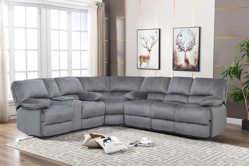 Microfiber/Microsuede Symmetrical Reclining Corner Sectional