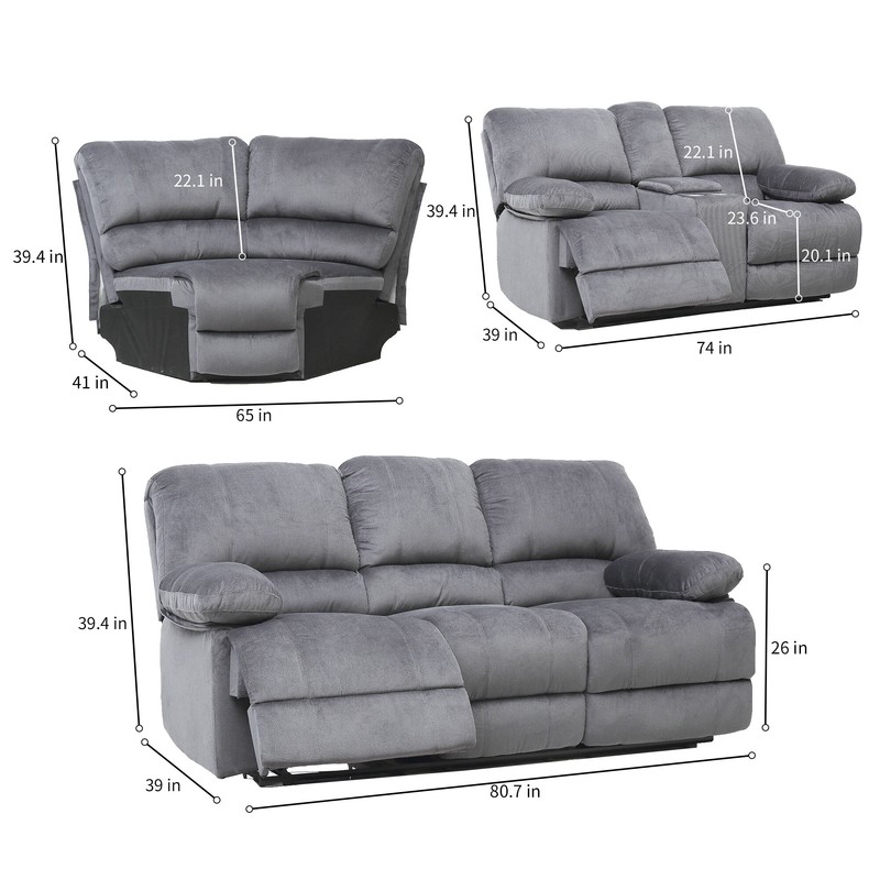 Microfiber/Microsuede Symmetrical Reclining Corner Sectional