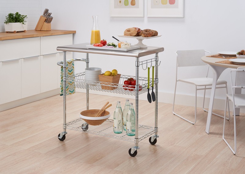 Miriam 38.62'' Wide Rolling Kitchen Cart with Stainless Steel Top
