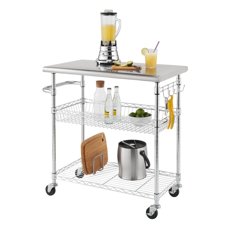 Miriam 38.62'' Wide Rolling Kitchen Cart with Stainless Steel Top