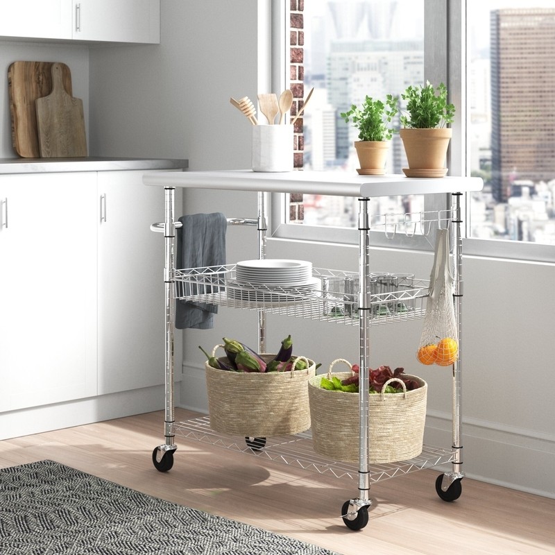 Miriam 38.62'' Wide Rolling Kitchen Cart with Stainless Steel Top