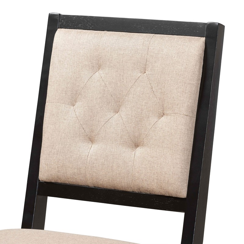 Modern And Contemporary Sand Fabric Upholstered And Dark Brown Finished Wood 2-Piece Counter Stool Set