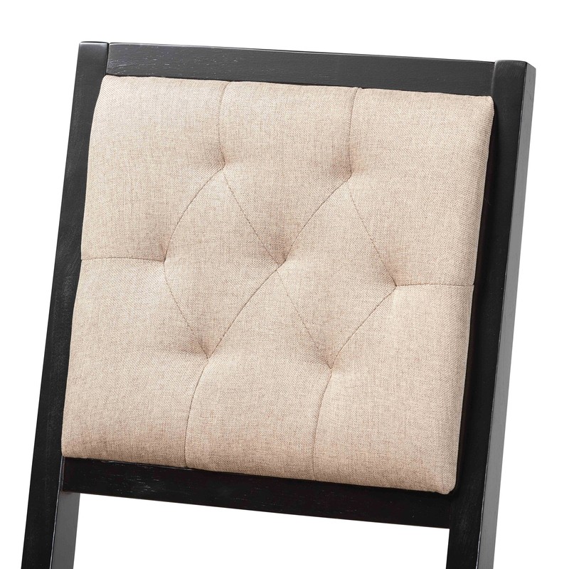 Modern And Contemporary Sand Fabric Upholstered And Dark Brown Finished Wood 2-Piece Counter Stool Set