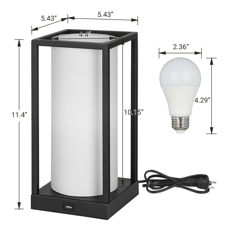 Montego 11.4'' Black Table Lamp with USB