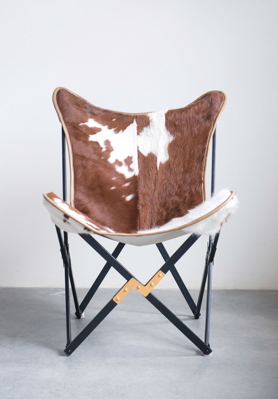 Natosha 26'' Wide Genuine Leather Cowhide Butterfly Chair
