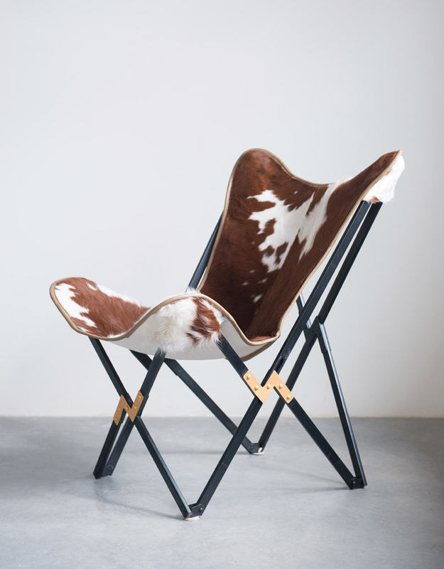 Natosha 26'' Wide Genuine Leather Cowhide Butterfly Chair