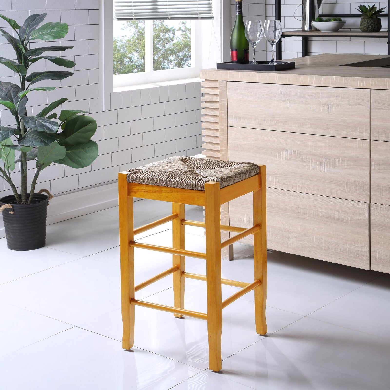 Natural Wicker Counter Stool
