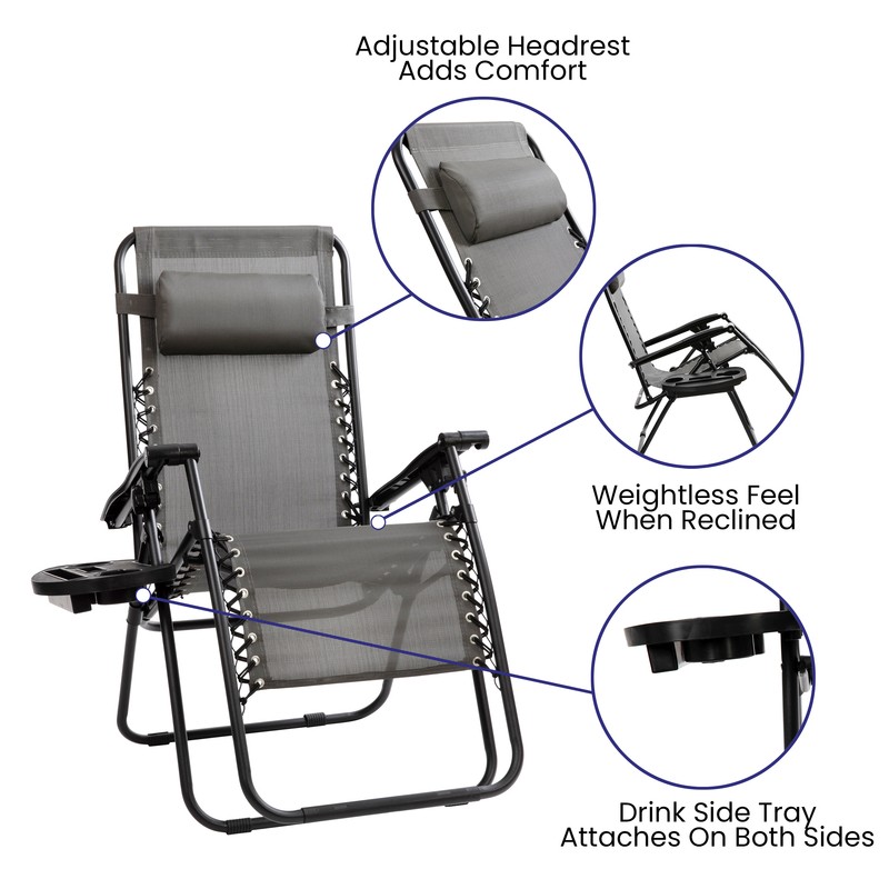 Niko Adjustable Folding Mesh Zero Gravity Recliner Patio Chair