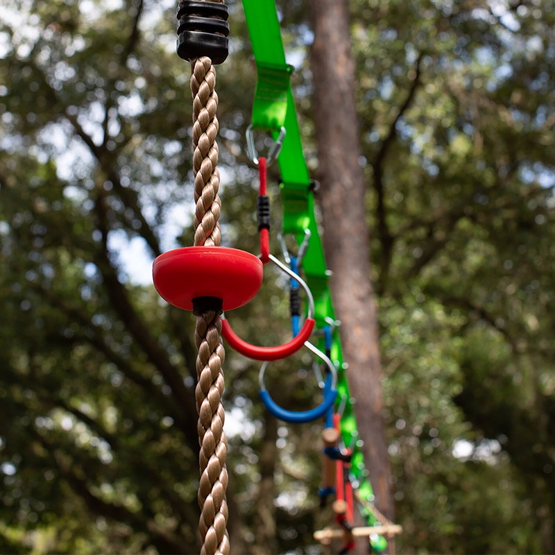 Ninja Line Warrior Obstacle Course Slackline with Climbing Rope Swing Set