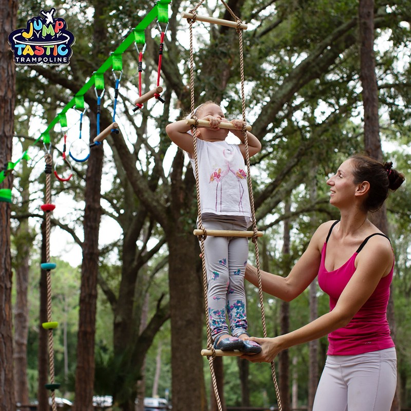 Ninja Line Warrior Obstacle Course Slackline with Climbing Rope Swing Set