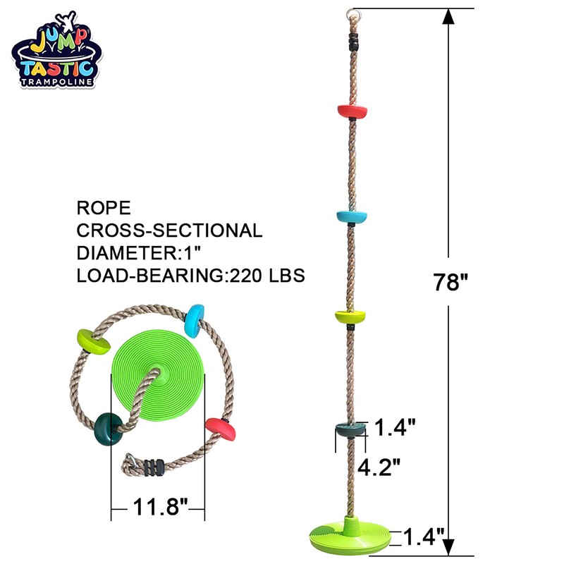 Ninja Line Warrior Obstacle Course Slackline with Climbing Rope Swing Set