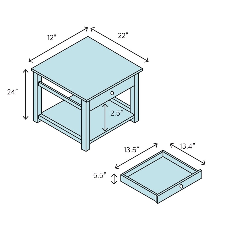 Nolanville 24'' Tall End Table with Storage