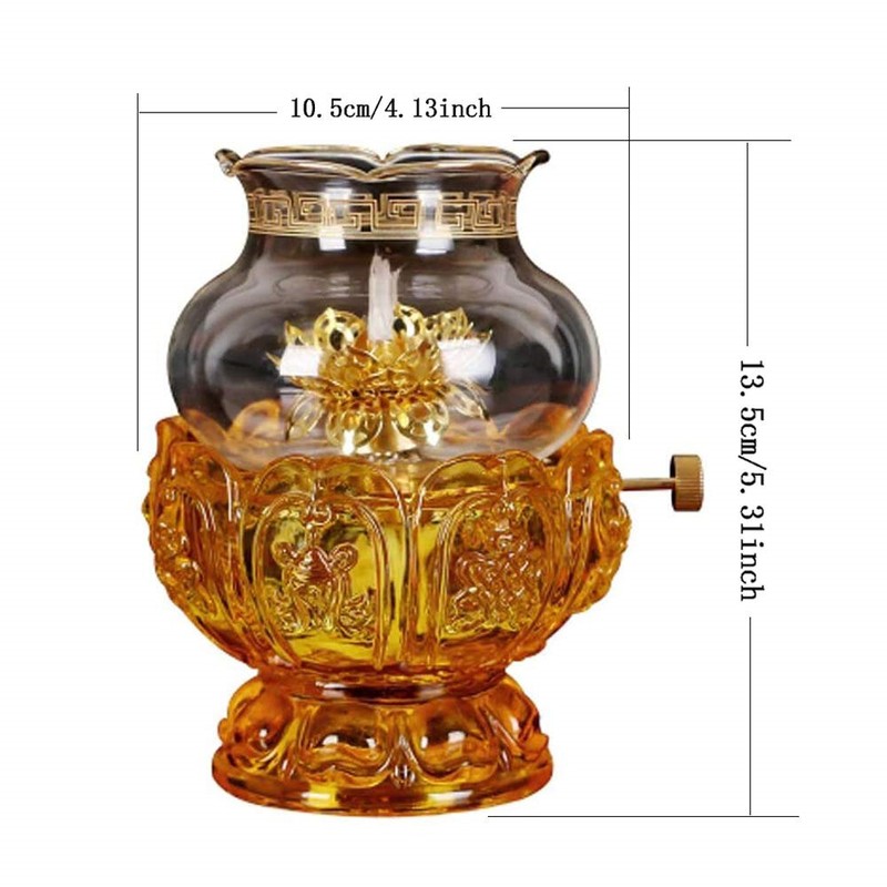 Oil Lamps For Indoor Use With Glass Crystal Glass Lotus Light Holder Home Buddha Front Light Kerosene Lamp Ultra Pure Paraffin Lamp Oilcandle Holder Lantern