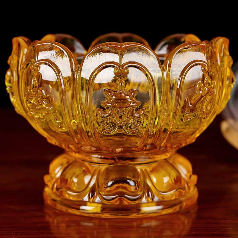 Oil Lamps For Indoor Use With Glass Crystal Glass Lotus Light Holder Home Buddha Front Light Kerosene Lamp Ultra Pure Paraffin Lamp Oilcandle Holder Lantern