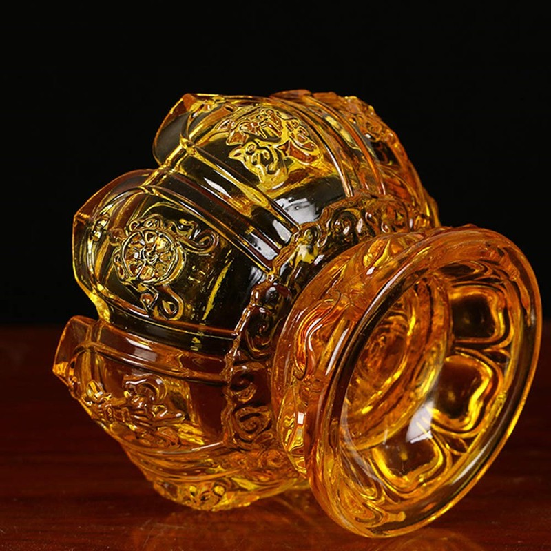 Oil Lamps For Indoor Use With Glass Crystal Glass Lotus Light Holder Home Buddha Front Light Kerosene Lamp Ultra Pure Paraffin Lamp Oilcandle Holder Lantern